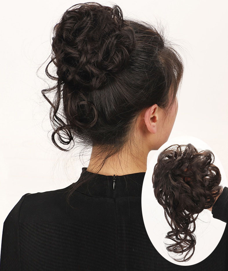 Búi tóc xoăn xù cột thun có đuôi 😍FREESHIP😍 búi tóc giả xoăn xù, búi xoăn xù J25L