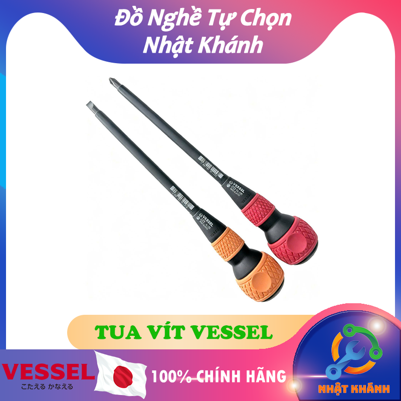 TUA VÍT 4 CẠNH PH2 X 150MM VESSEL NO.225+2X150 & TUA VÍT DẸP 6.0 X 150MM VESSEL NO.225-6X150 CHÍNH HÃNG NHẬT BẢN