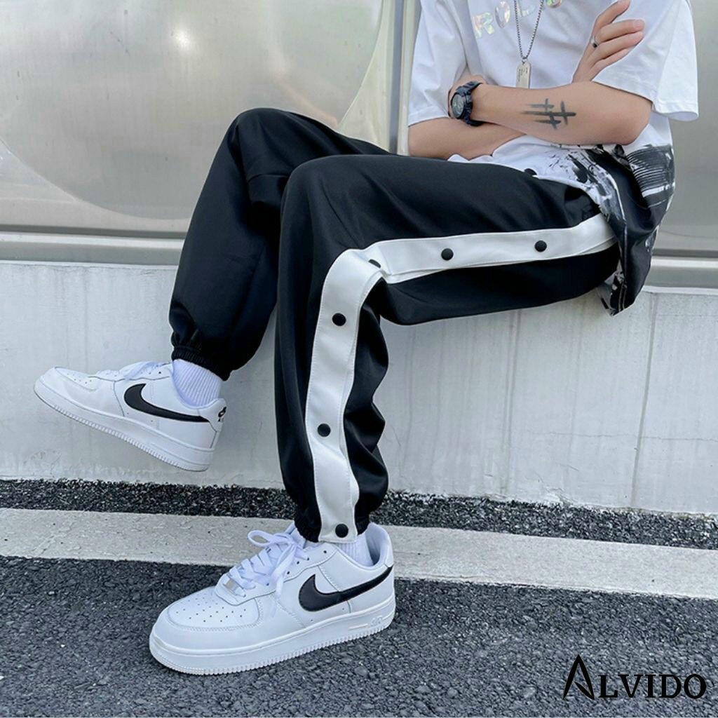 Quần nỉ Jogger chạy sọc nút bấm mẫu mới 2022 ĐT