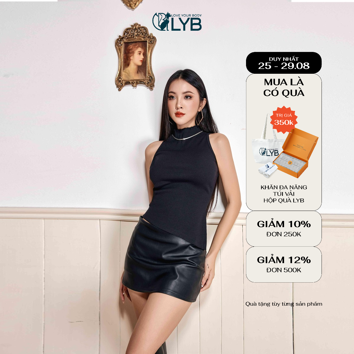 Áo thun body LYB kiểu cổ lọ ôm sát cá tính năng động LYB
