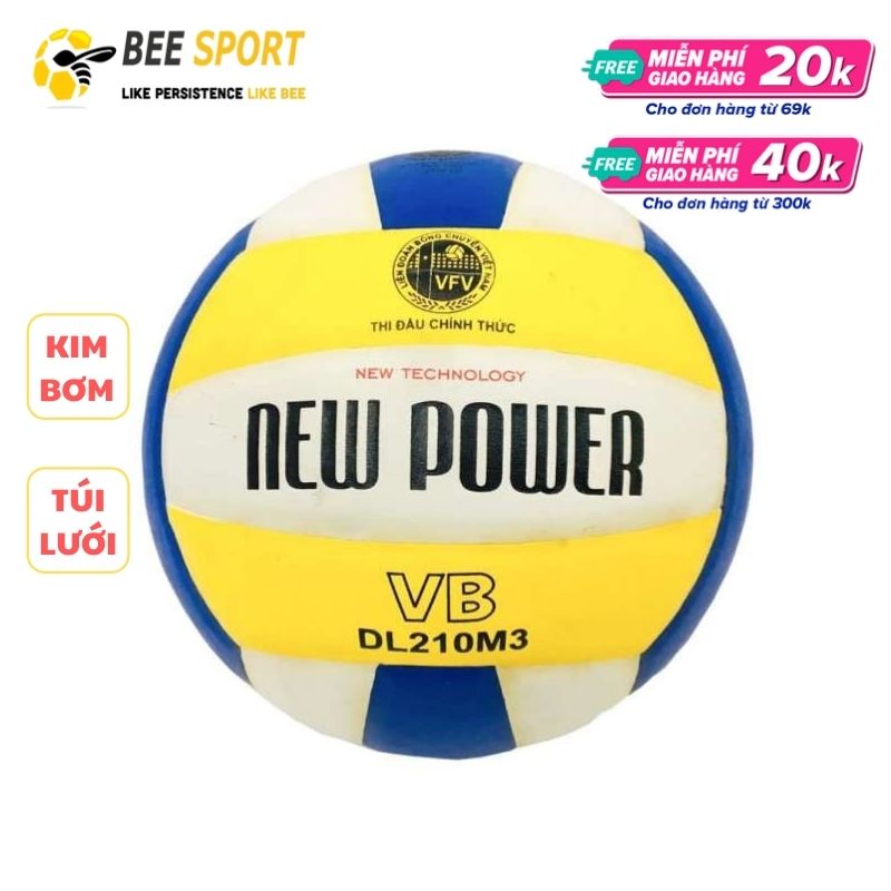 Bóng chuyền động lực da pu power dl 210 m3 da pu - kèm kim bơm và lưới đựng bóng