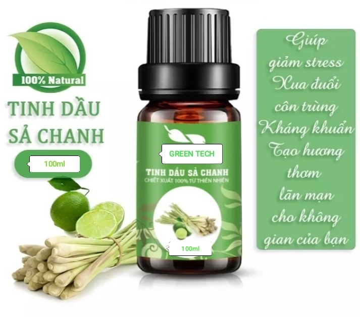 100ML Tinh dầu Sả Chanh Cao Cấp Khử Mùi, Khử Khuẩn. Đuổi Muỗi, thơm phòng. Tinh dầu thiên nhiên Việt Nam
