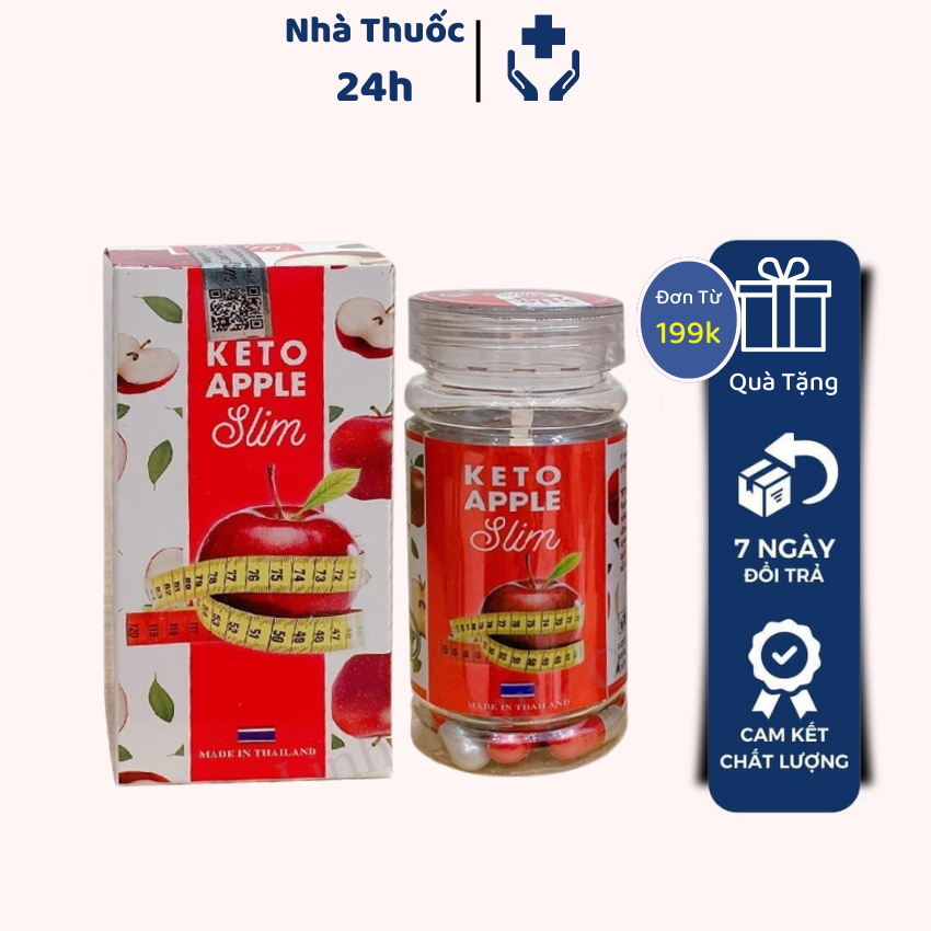 Giảm cân Keto Apple Slim giảm cân nhanh cấp tốc an toàn trà thảo mộc giảm cân keto apple slim thái lan chính hãng hộp 30 viên NT 24h