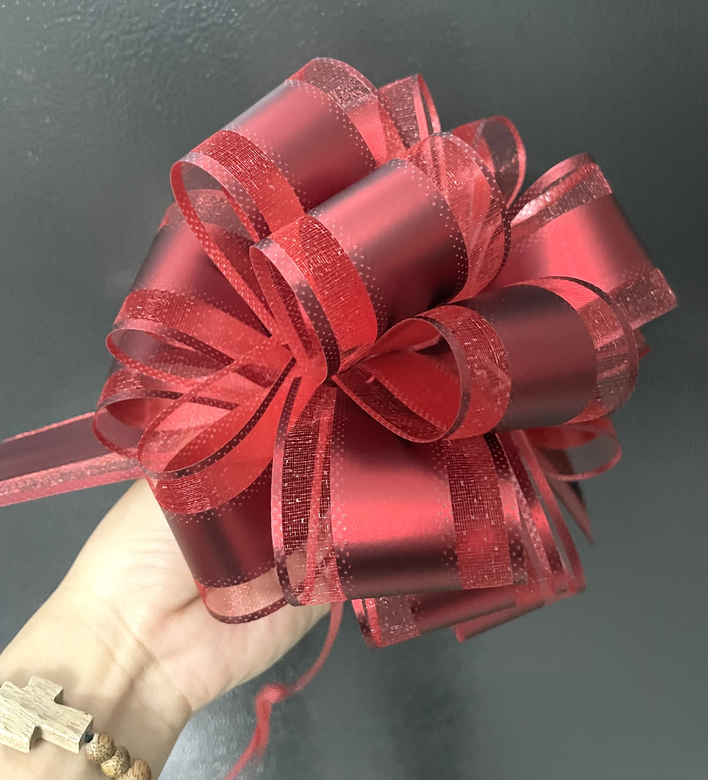 Combo 10 nơ rút tú cầu trang trí giỏ quà cao cấp, nơ tú cầu viền ren sang trọng Yenyen handmade