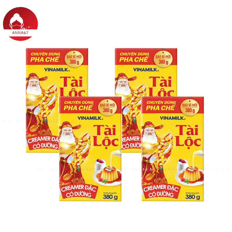 Combo 04 hộp sữa đặc Vinamilk Tài Lộc - Hộp giấy 380g - AnNa