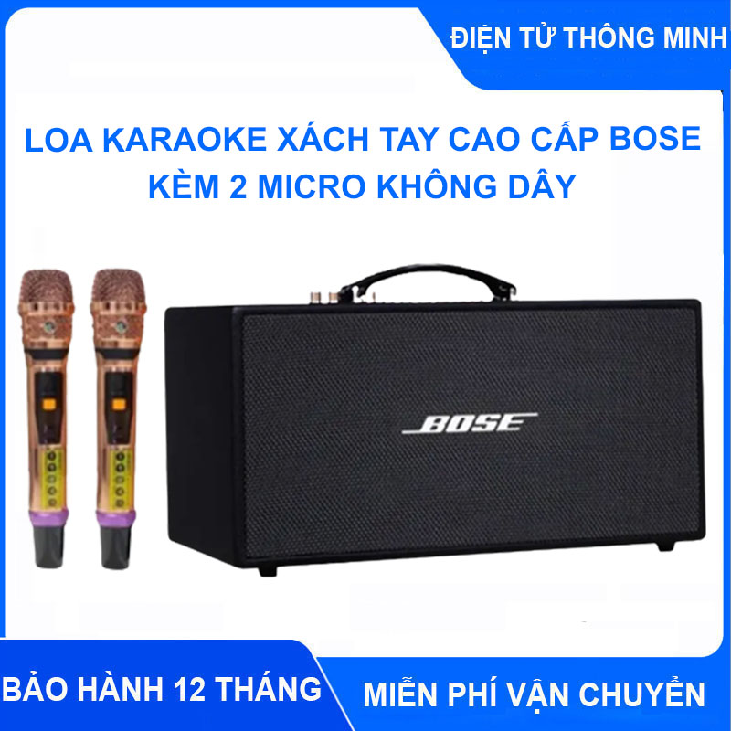 Loa Karaoke Xách Tay Bose Loa Kéo Kèm 2 Micro Không Dây UHF Chống Hú Âm Thanh Trong Sáng Bass Cực Mạnh Pin Từ 68 Giờ Chất Âm Trong Trẻo Trung Thực Đầy Đủ Cổng Kết Nối Bluetooth 5.0 AV USB TF Card