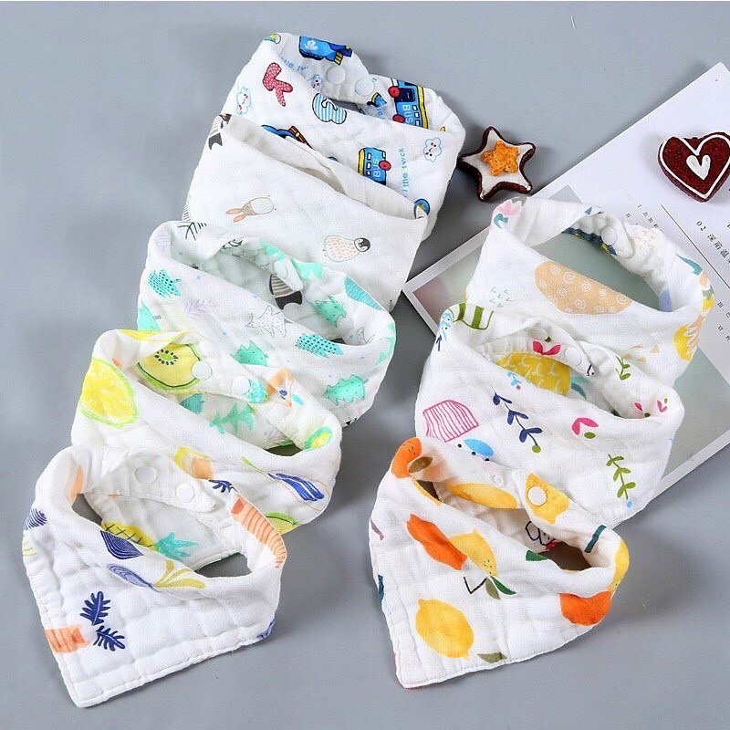 Khăn Quàng Cổ cho bé Dudi.House Khăn Yếm Tam Giác 6 lớp sợi tre