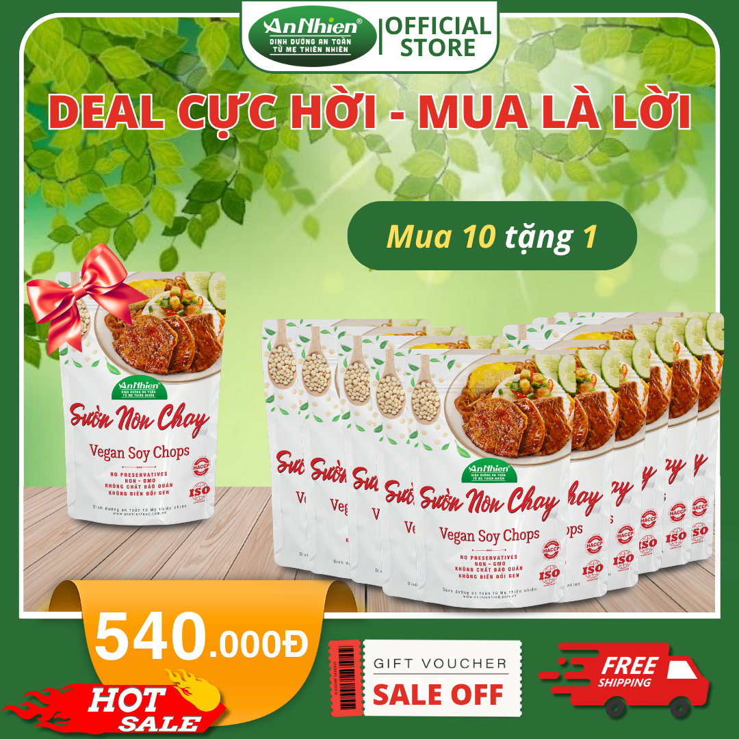 (MUA 10 TẶNG 1) Sườn Non Chay An Nhiên 150g, Dinh Dưỡng Thuần Chay, Healthy