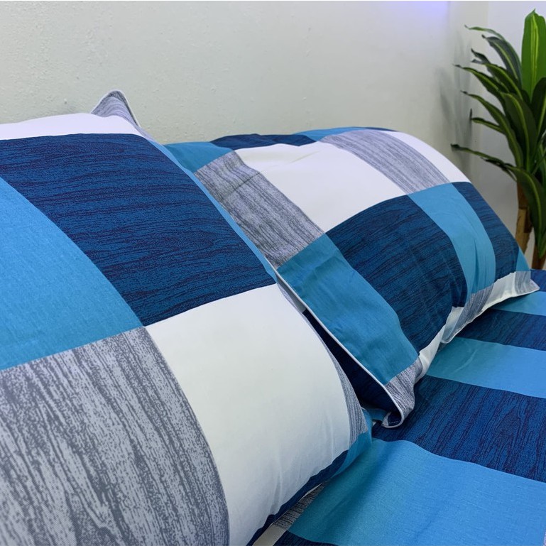 Drap Giường Ga Giường Cotton Thắng Lợi Mẫu Mới Mát Mềm Mịn Đẹp Vượt Thời Gian - Mẫu Caro Xanh Da Trời