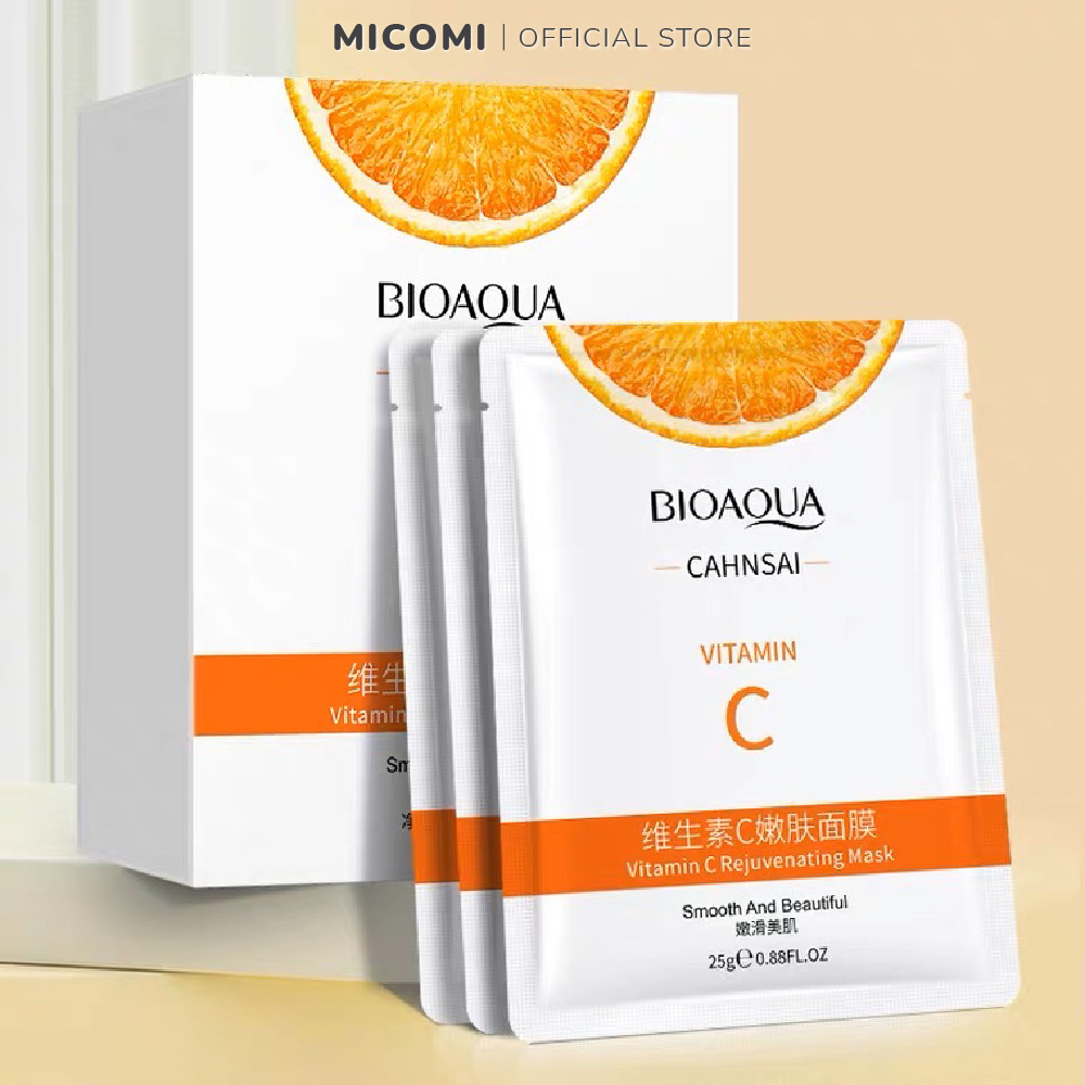 COMBO 10 Mặt Nạ Giấy Dưỡng Da Vitamin C Trắng Da Ngừa Mụn Dưỡng Ẩm Mềm Mịn Da Mask Trái Cây Serum Nội Địa Trung MICOMI Cosmetics