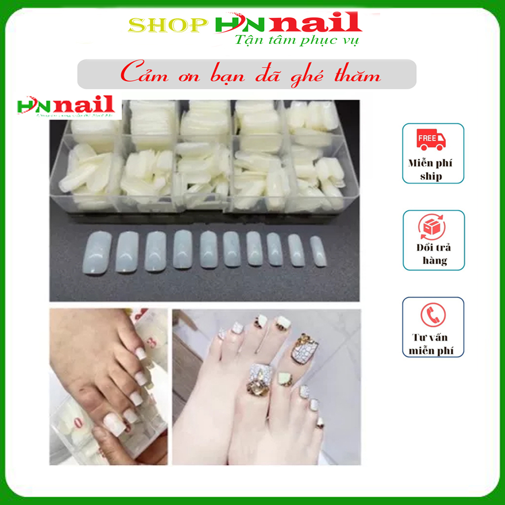 Móng úp chân màu trong (màu clear) trang trí móng làm nail mi shop HNnails