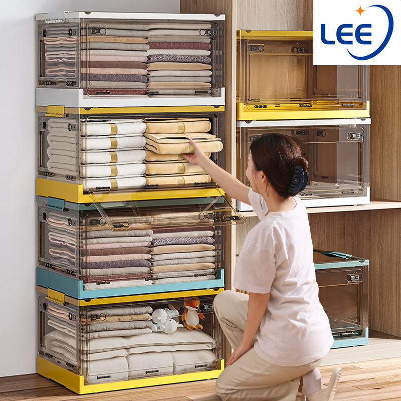 hộp nhựa đựng đồ thùng nhựa trong suốt hộp đựng quần áo đồ đa năng có thể gập lại với bánh xe hộp chăn màn đồ chơi chống ẩm plastic storage box