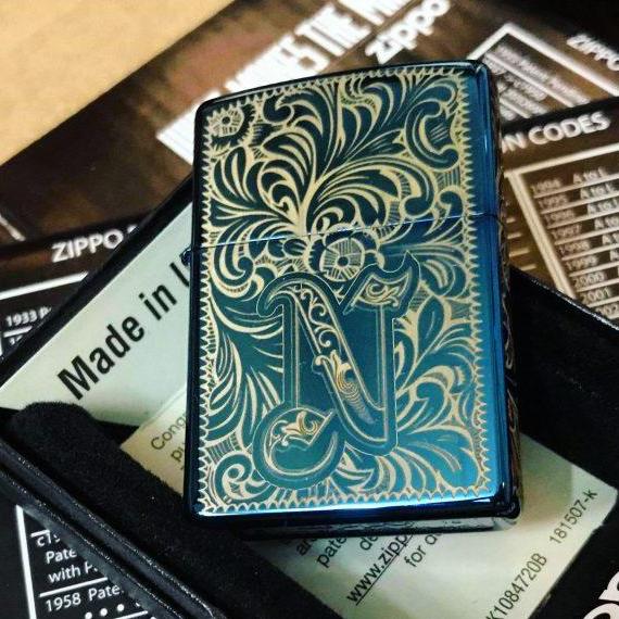 Zippo 20446 khắc chữ n hoa văn venetian 5 mặt - zippo 20446.n.ven