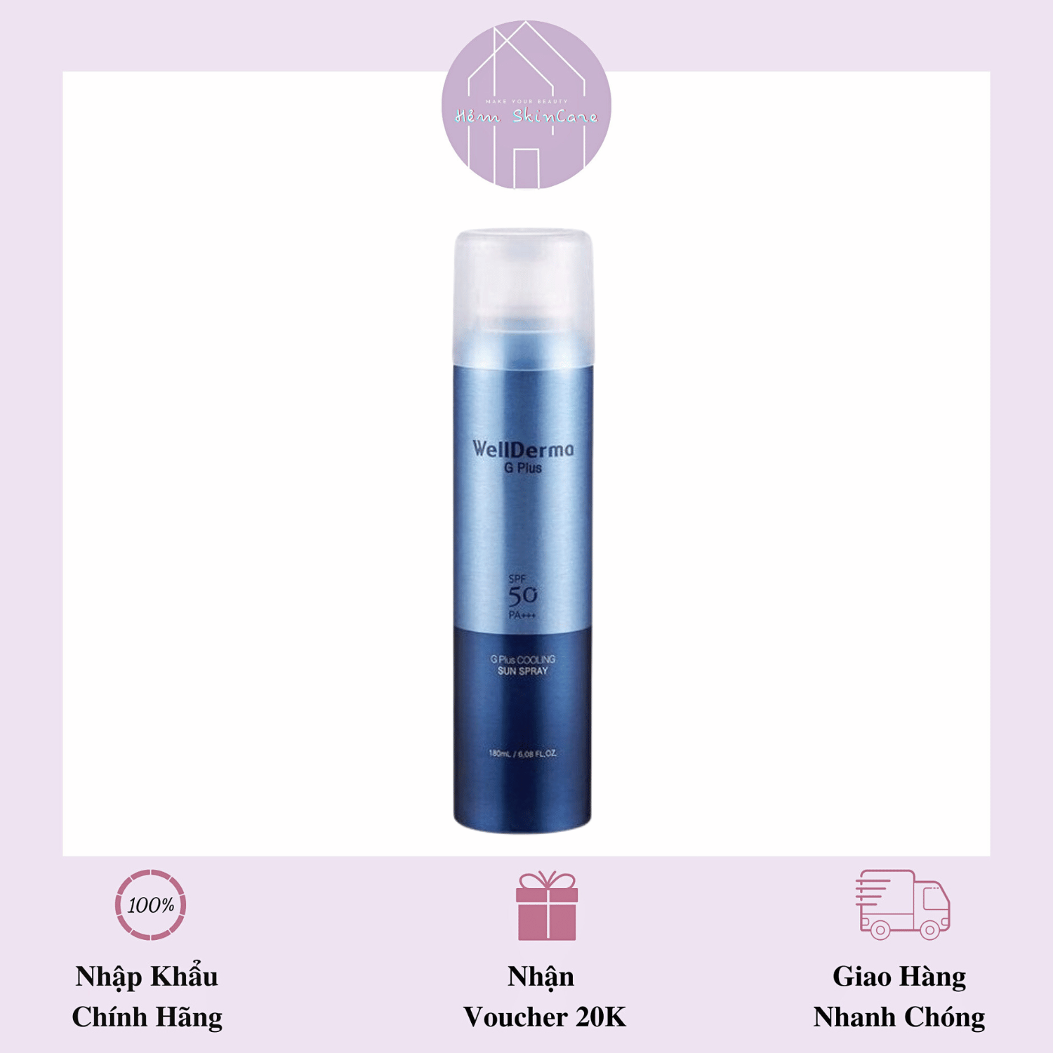 G plus sun spray - xịt chống nắng toàn thân wellderma 180ml