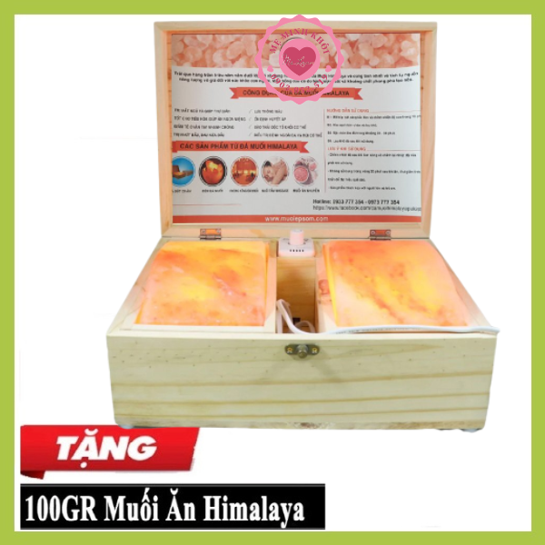 Bàn đá đặt chân 2 viên cong siêu vip - Đèn Đá Muối Himalaya 2 Viên Mặt Cong Massage Chân hết đổ mồ hôi, thấp khớp, viêm khớp