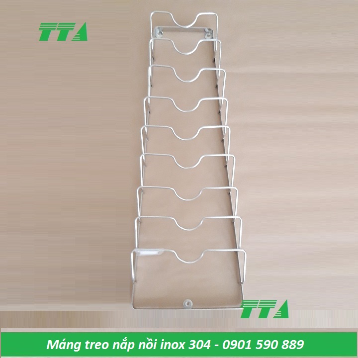 Máng treo nắp nồi bằng inox sus 304- 9 nắp
