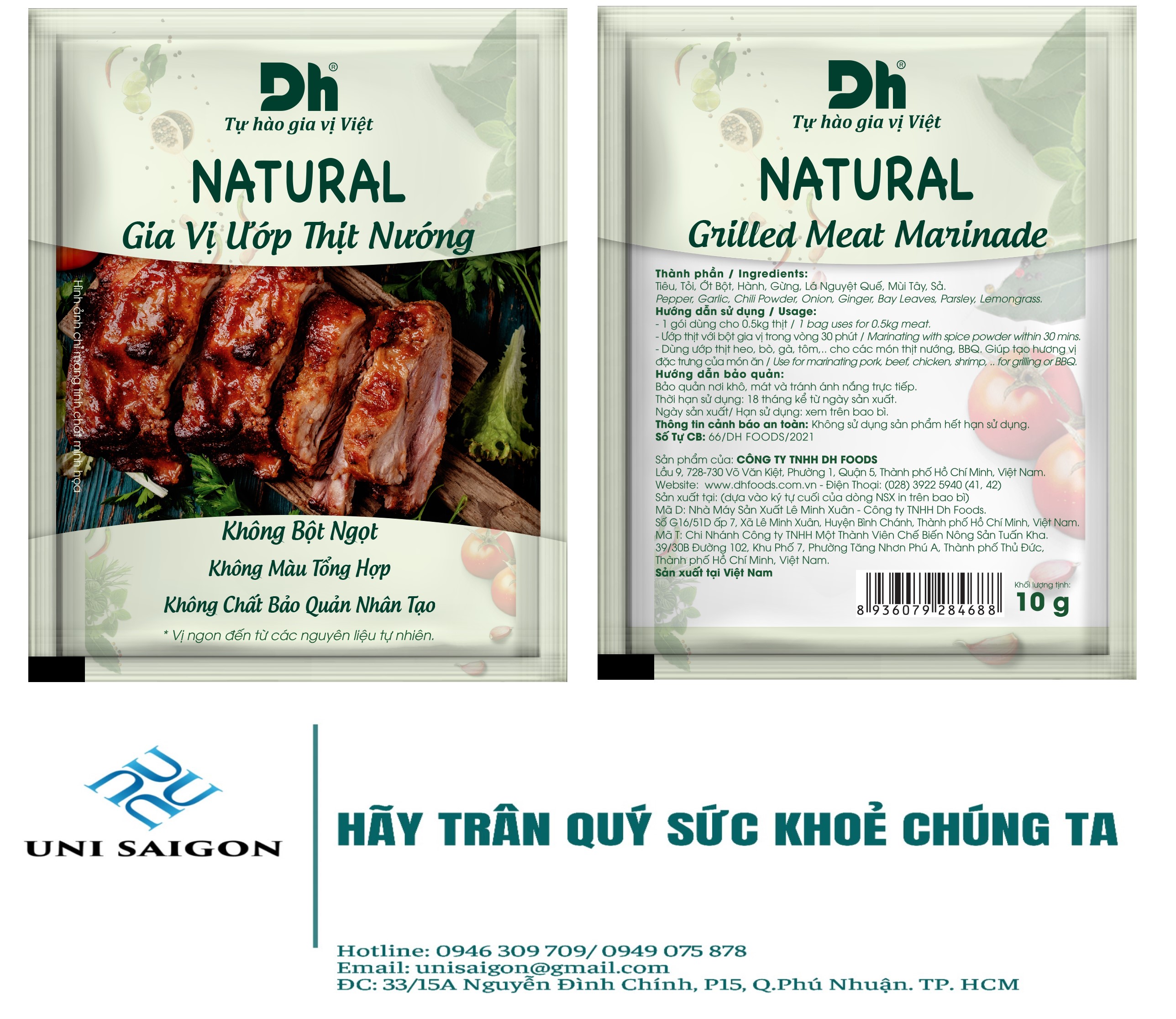 NATURAL Gia Vị Ướp Thịt Nướng  (10G/Túi) - Thương hiệu DH Foods