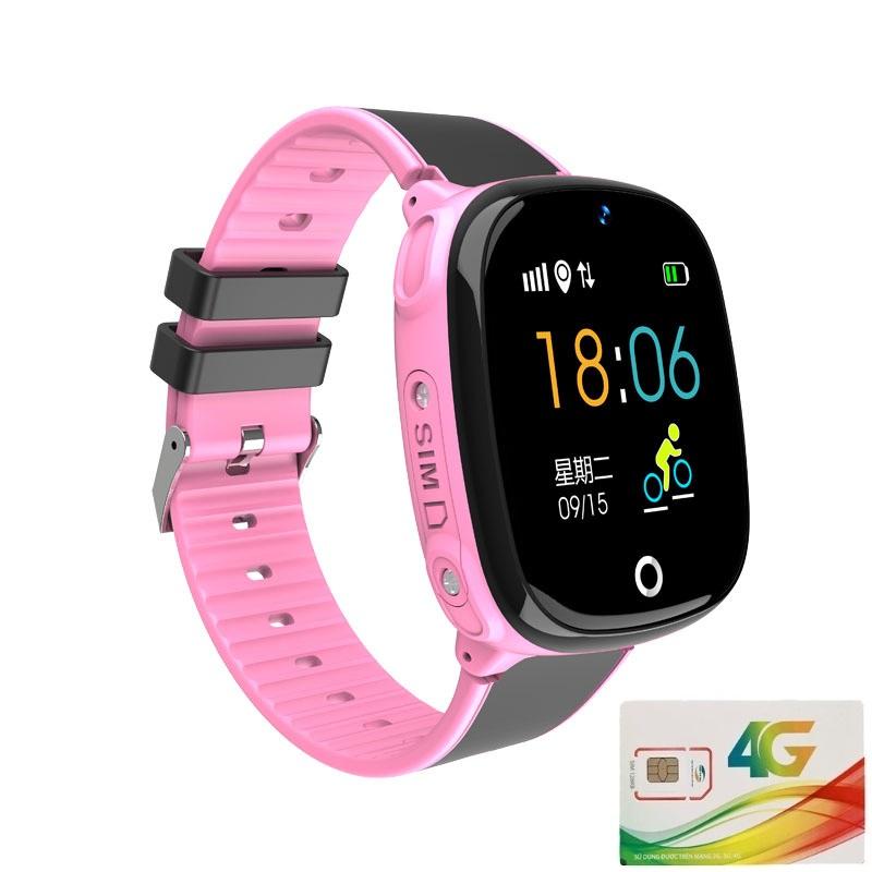 Đồng Hồ thông minh định vị GPS Hw11 cho trẻ em + SIM Ngh gọi (Hồng )