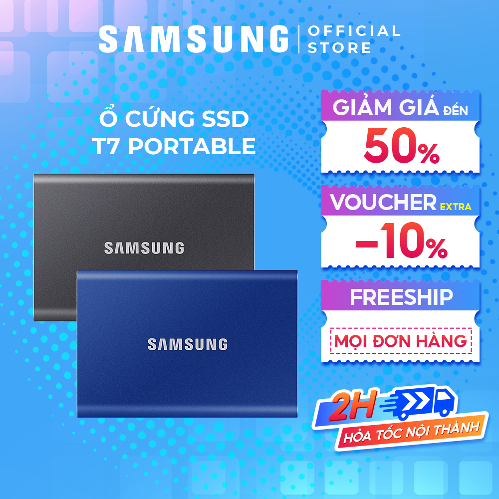 Ổ cứng di động ssd samsung t7 portable tốc độ đọc 1050mb/s 1000mb/s usb type c 3.2 gen 2 - 1 đổi 1 - bảo hành 3 năm - hàng chính hãng