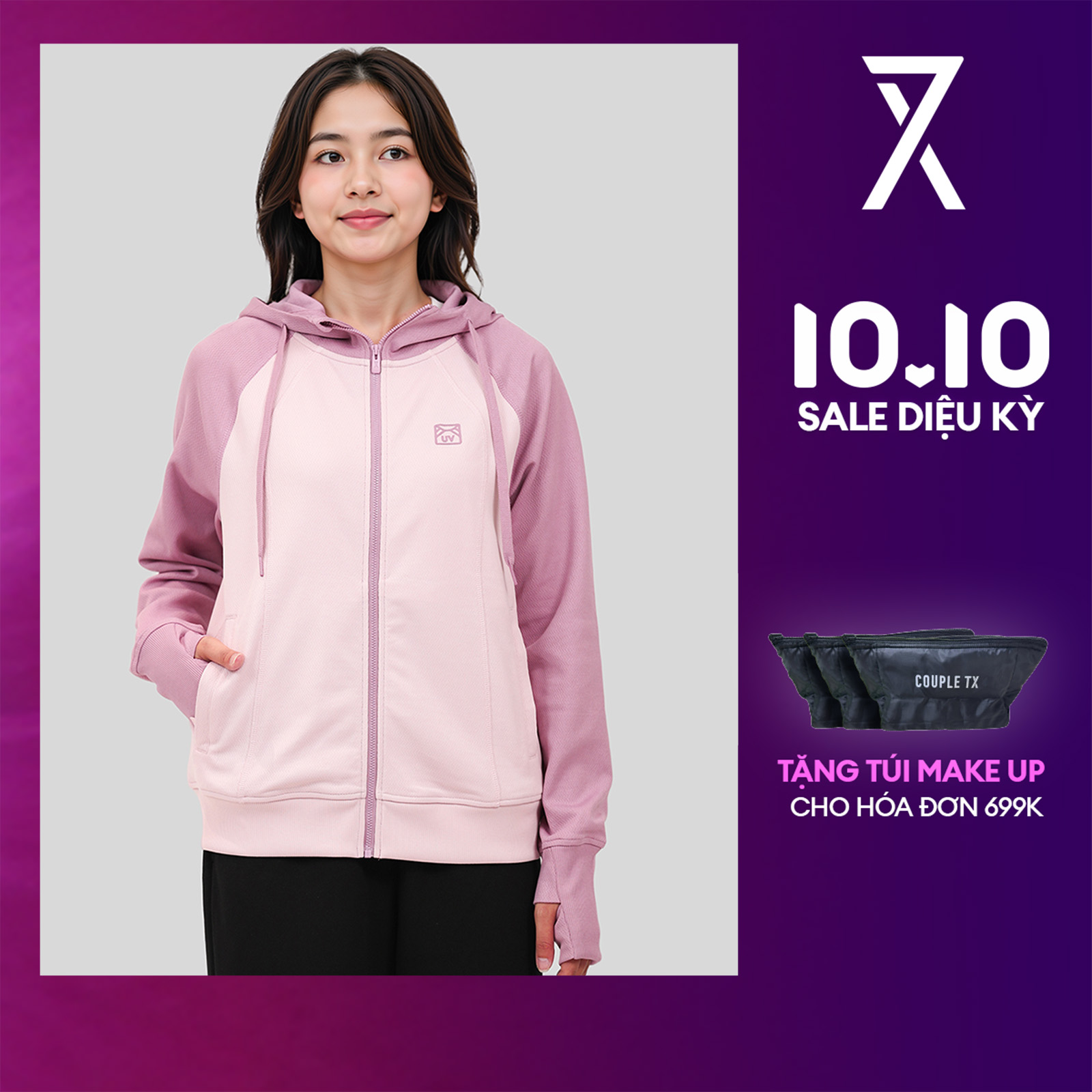 Áo Khoác Nữ Couple TX Raglan Color Anti UV Form Relax WOK 2070