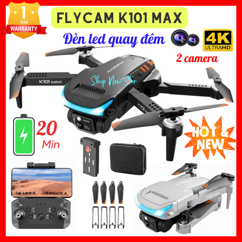 Máy bay không người lái K101 Max - Fly cam giá rẻ - Flycam 4k - fylicam - Flycam mini siêu nhỏ - Drone camera 4k - Phờ Lai Cam - Máy Bay Flycam - Playcam - Flay cam - Play camera - Flycam có camera kép 4K điều khiển từ xa.