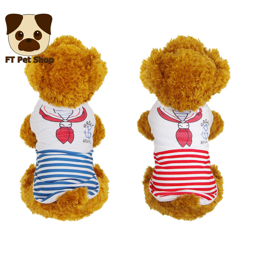 Áo cho chó mèo thú cưng mẫu áo thủy thủ hải quân vải thun cotton mềm