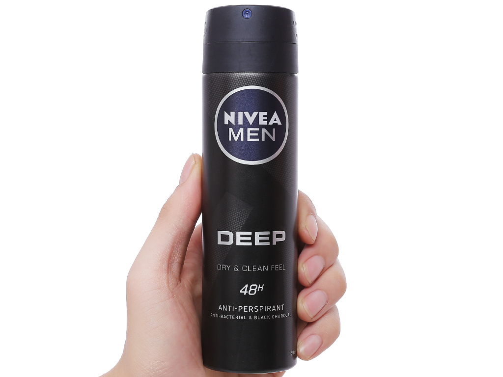 [HCM]NIVEA MEN Xịt ngăn mùi Deep than đen hoạt tính (150ml)