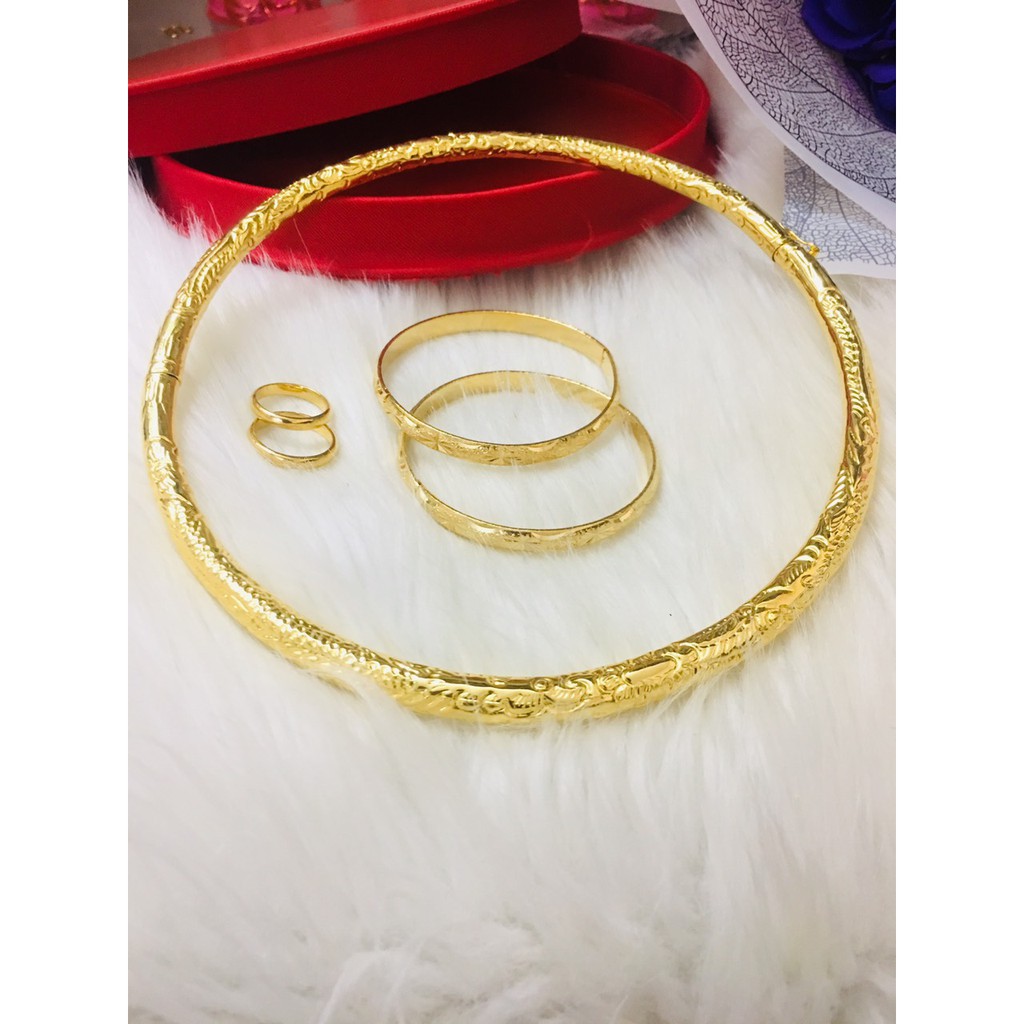 Combo kiềng cổ| vòng cổ cô dâu kèm lắc tay cao cấp cực đẹp- tặng nhẫn đôi 2 chỉ cực xinh