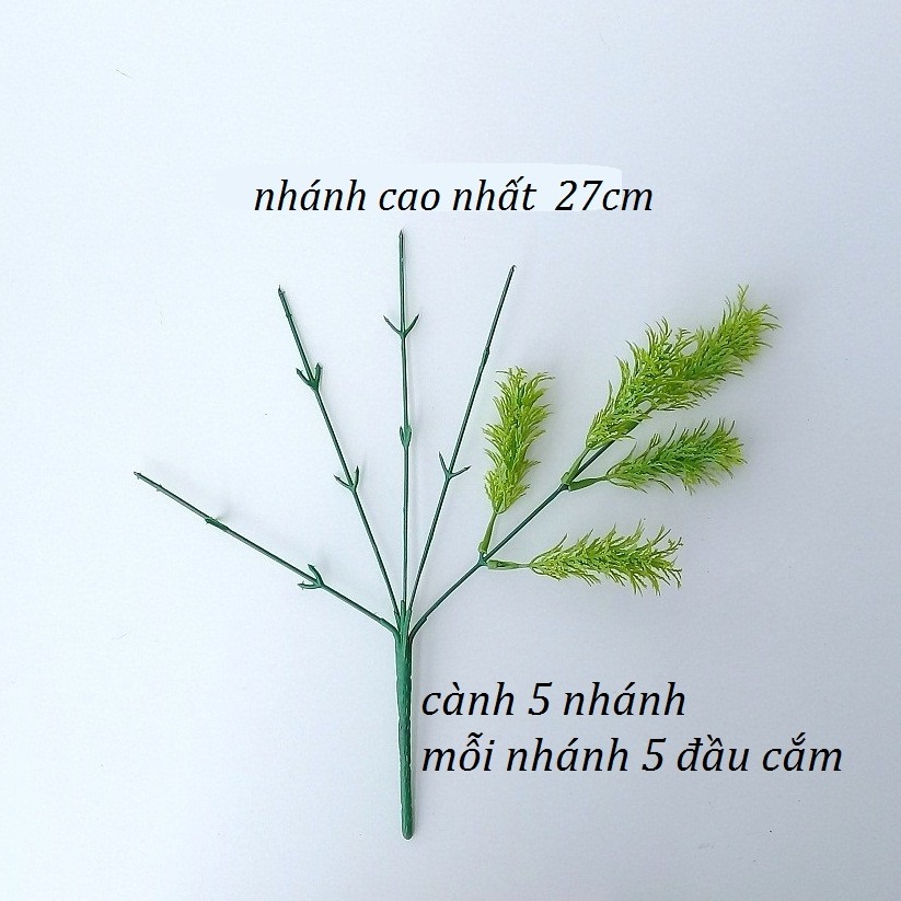 Set 4 cành 5 nhánh 5 gai cành làm hoa giả - cành kẽm làm hoa - hoa giấy mỹ thuật