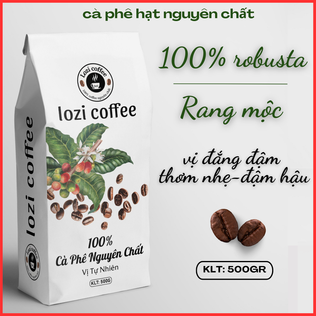 Cà phê hạt rang mộc ROBUSTA100% rang xay nguyên chất sạch 100% 500g/1 bịch