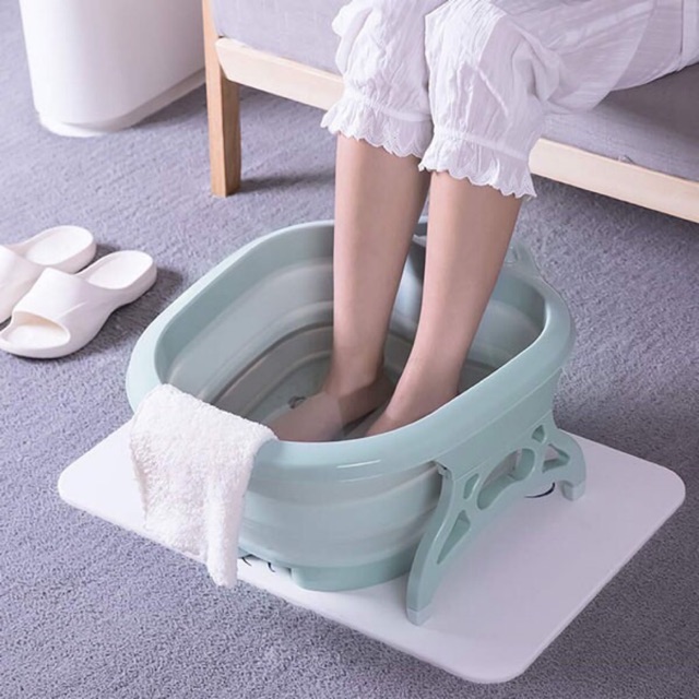 Chậu ngâm chân gấp gọn thư ngãn có lăn massage, chậu massage chân thải độc