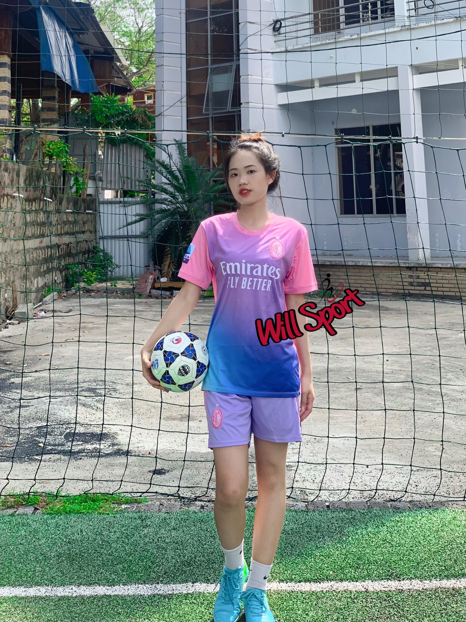 Áo bóng đá clb ac milan hồng tim đẹp 2024 - bộ quần áo bóng đá clb ac milan xanh hồng thun xịn 2024 mẫu thật