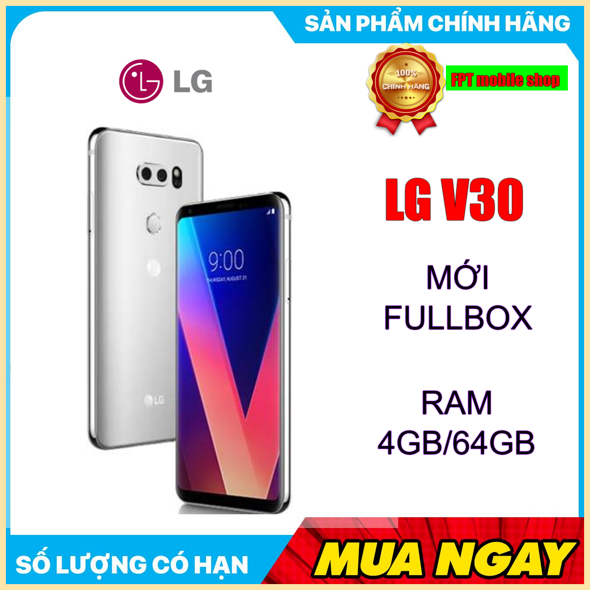 [HCM]Siêu Phẩm 2 Màn Hình LG V30  Ram 4Gb-64GB/128GB NEW FULLBOX Màn hình P-OLED 6.0  Quad HD (2K) Android 7.1 (Nougat) Qualcomm Snapdragon 835 8 nhân 64-bit