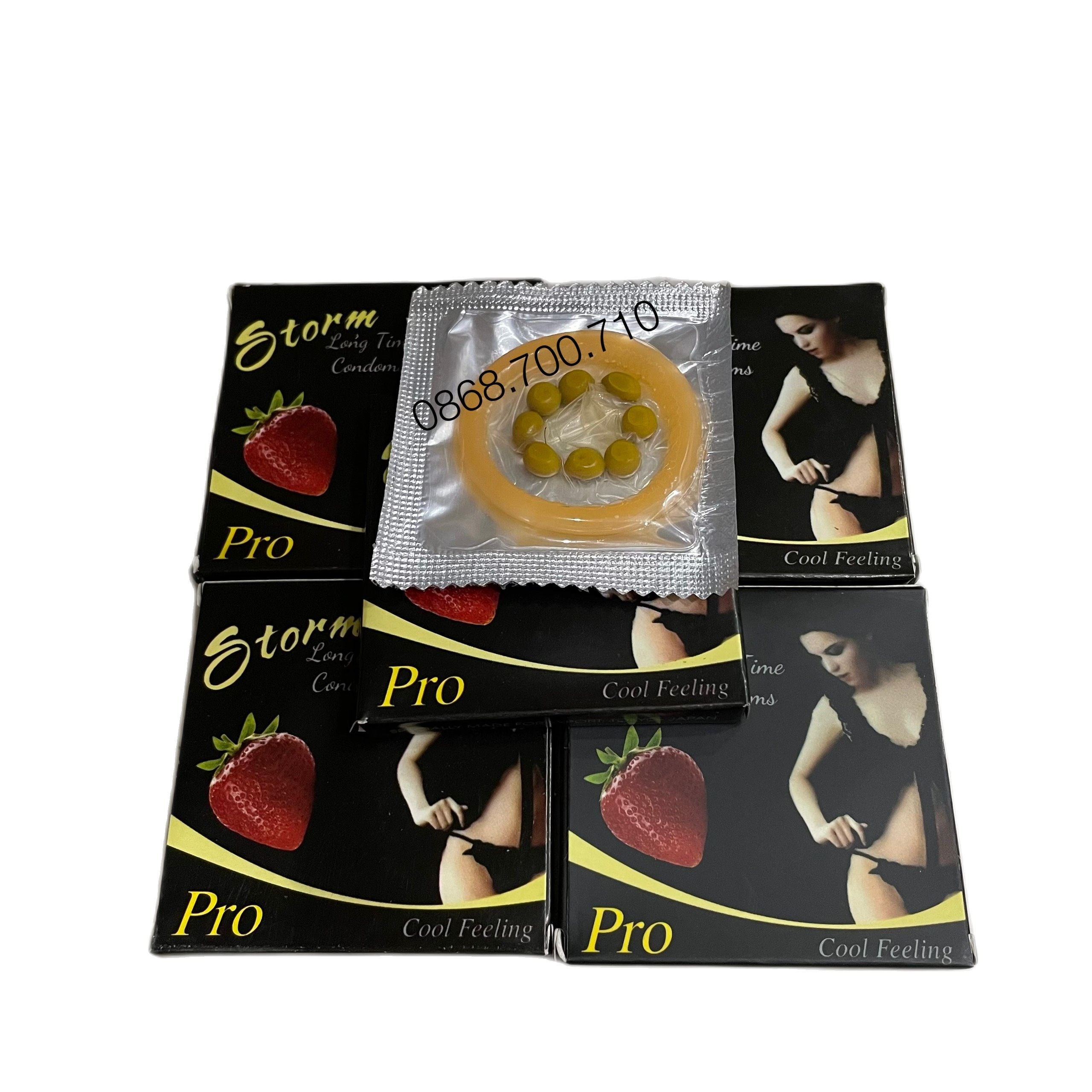 Bộ 5 Bao cao su Storm Pro Thái Lan thiết kế phần đầu 8 bi silicon siêu mềm