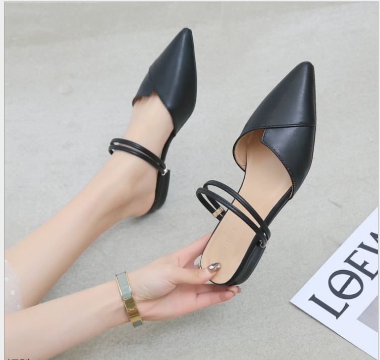 Sục nữ xinh mũi nhọn đính nơ 3 cm mang êm chân, sục nữ cao cấp da trơn