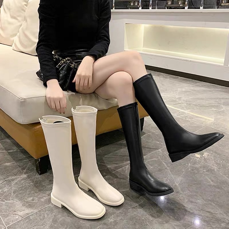 Bốt đùi 3 phân cao cổ da mềm ống đứng
