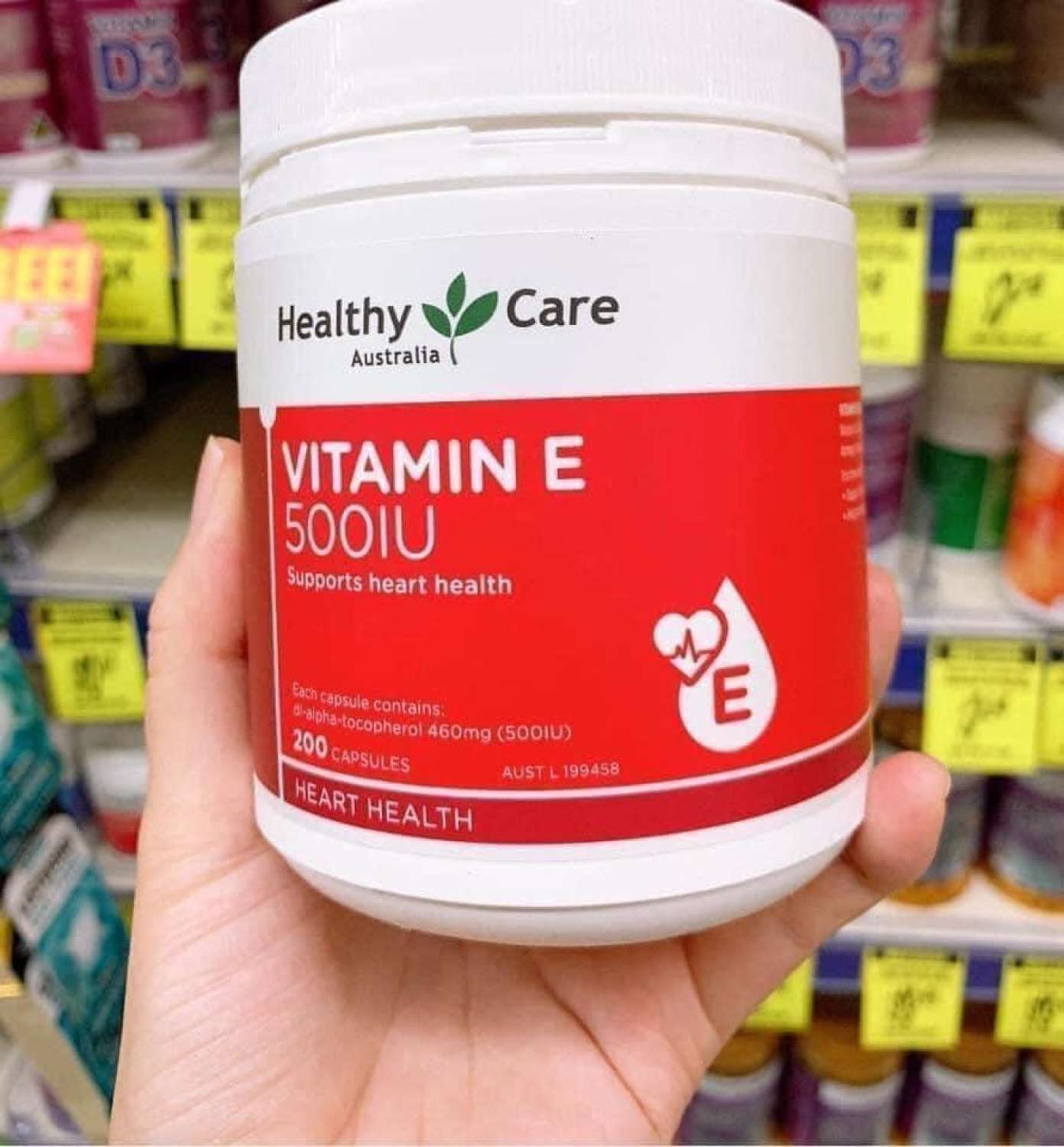 Viên uống Healthy Care Vitamin E 500IU, Úchỗ trợ tái tạo