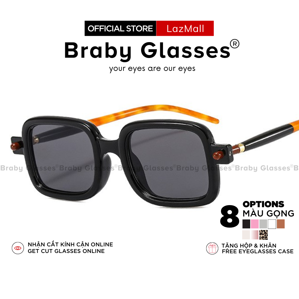 Gọng kính cận mắt vuông Braby thời trang nam nữ thiết kế độc lạ, sành điệu, phá cách chất liệu Nhựa cao cấp MK65