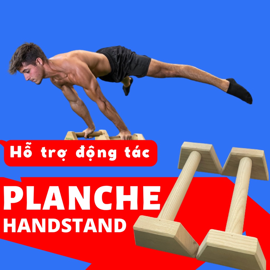 Parallettes gỗ thông dụng cụ hít đất, chống đẩy tập cơ ngực,planche,handstand,hướng dẫn tập calisthenics, gym, yoga