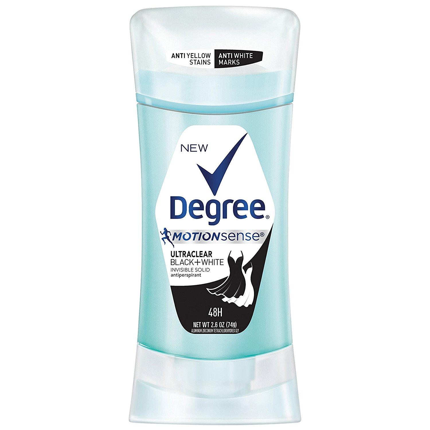 Lăn khử mùi dạng sáp dành cho nữ Degree Women MotionSense UltraClear Black + White 74g (Mỹ)