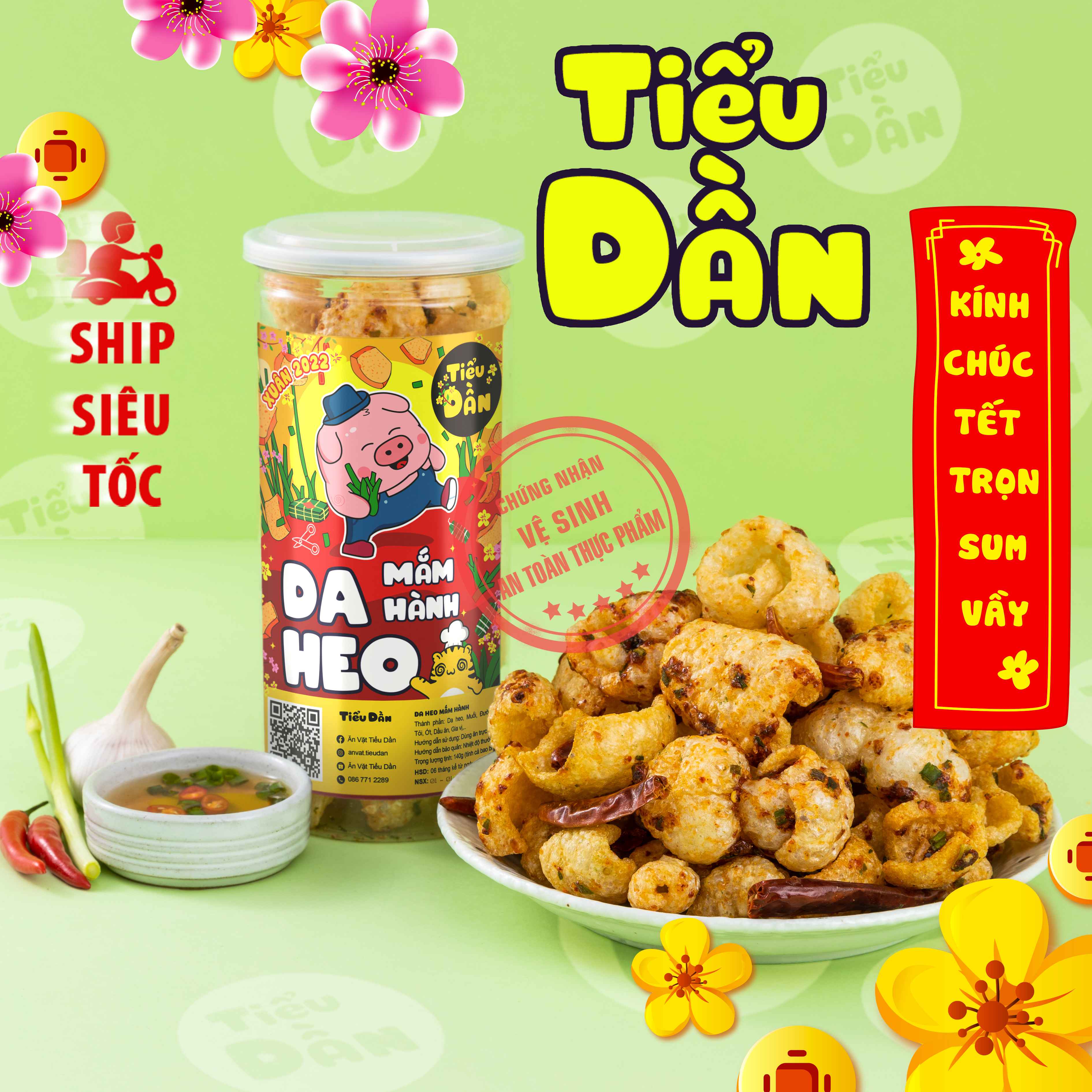 Da heo mắm hành hũ lớn 140g Tiểu Dần đồ ăn vặt vừa ngon vừa rẻ