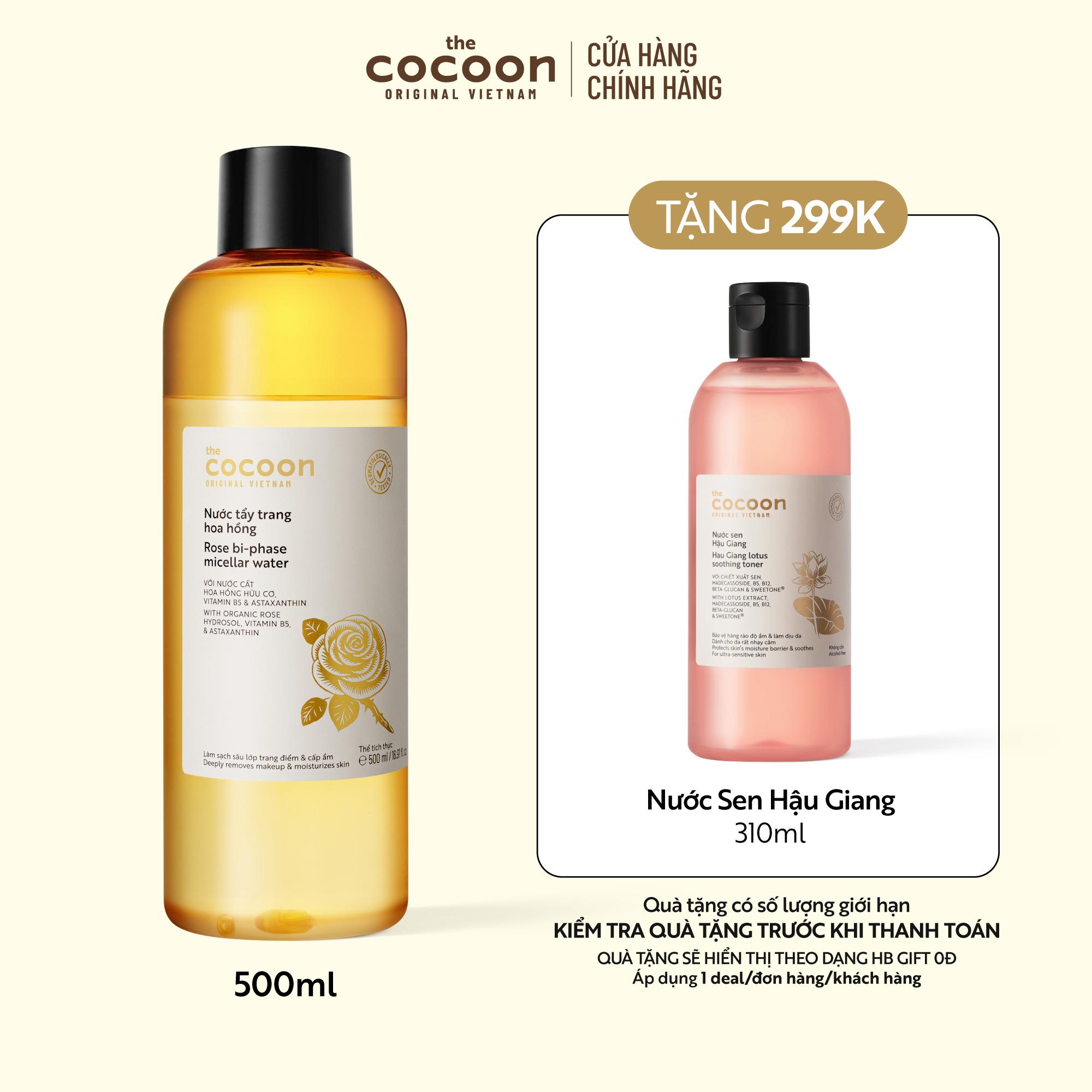 Bigsize - Nước tẩy trang hoa hồng Cocoon tẩy sạch makeup  cấp ẩm 500ml