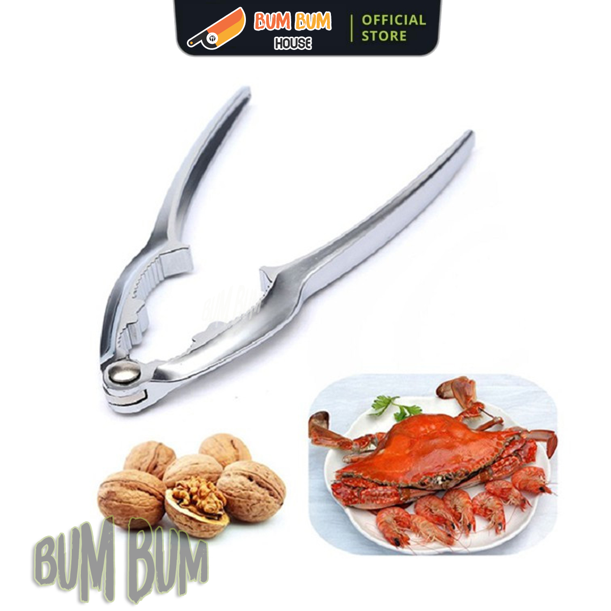 Dụng cụ kẹp càng cua, ghẹ, ốc và tách các loại vỏ, hạt cứng Bum Bum House chất liệu inox siêu bền cao cấp, sử dụng tiện lợi an toàn - Dụng cụ kềm kìm kẹp càng cua ghẹ giá rẻ phù hợp cho mọi gia đình - Gia dụng bếp