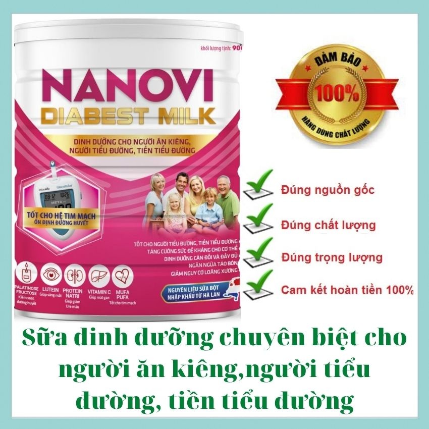 Free ship toàn quốc Sữa tiểu đường Nanovi Diabest Milk 900g tốt cho người