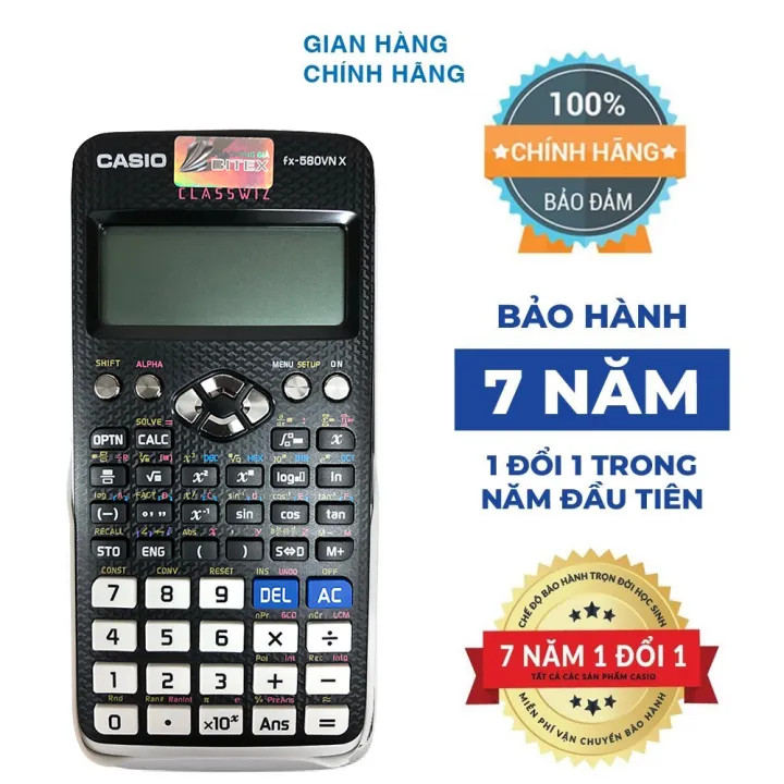 (FREESHIP) LazMall ThaiLand SALE SỐC Máy Tính Casio FX 580 VNX ,Hàng Chuẩn Với 521 Tính Năng Bảo Hành 7 Năm, Máy Tính Cầm Tay Học Sinh Cấp 2 Cấp 3 Chuyên Dụng Phòng Thi Và Thi Đại Học Tốc Độ Sử Lí Nhanh, Chính Xác.Giá Rẻ, Uy Tín, Chất Lượng.