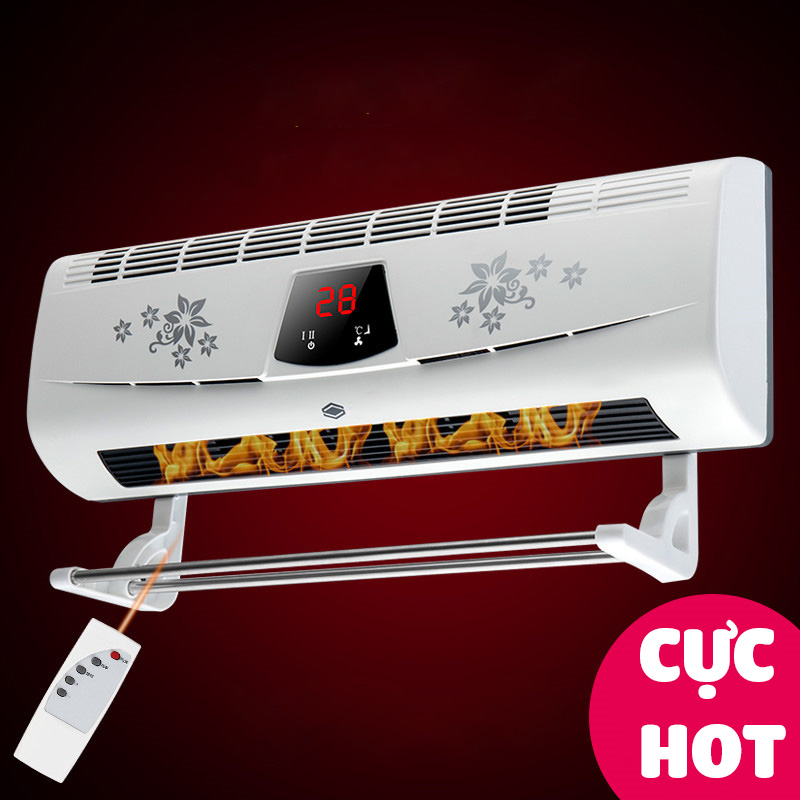 (Mẫu Mới Nhất 2021)Máy sưởi nhà tắm phòng ngủ YANGZI-4502 để bàn hoặc treo tường có điều khiển từ xa