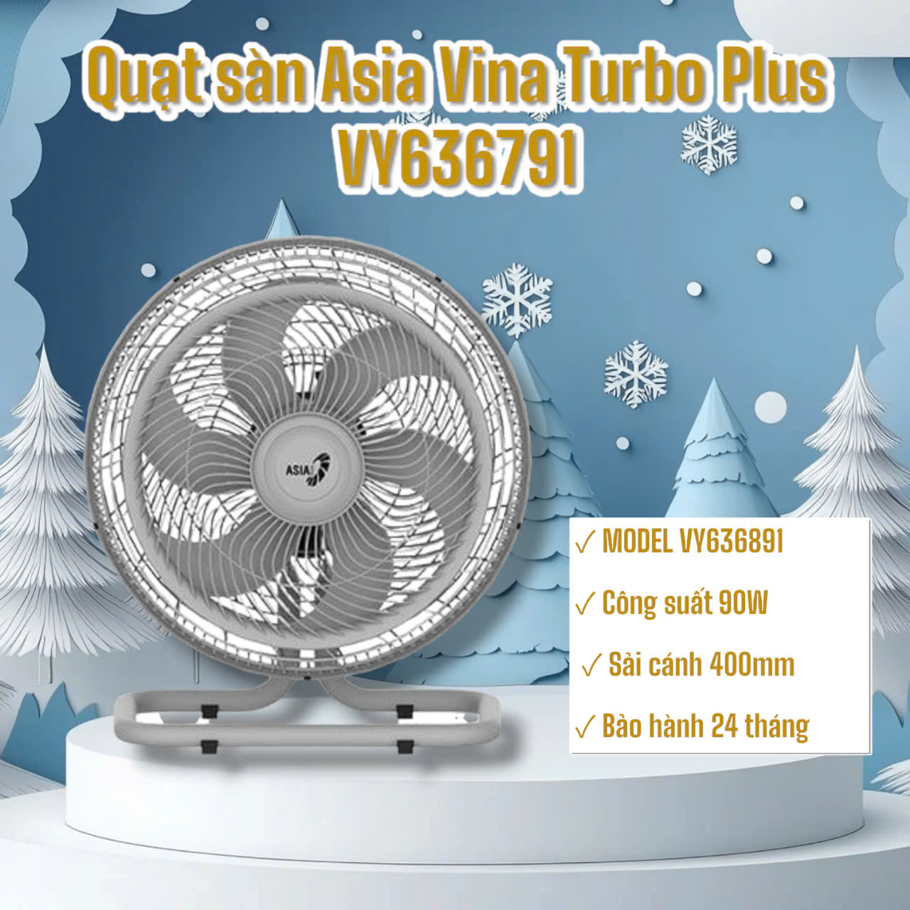 Quạt sàn Asia turbo plus VY636791 90W -xám