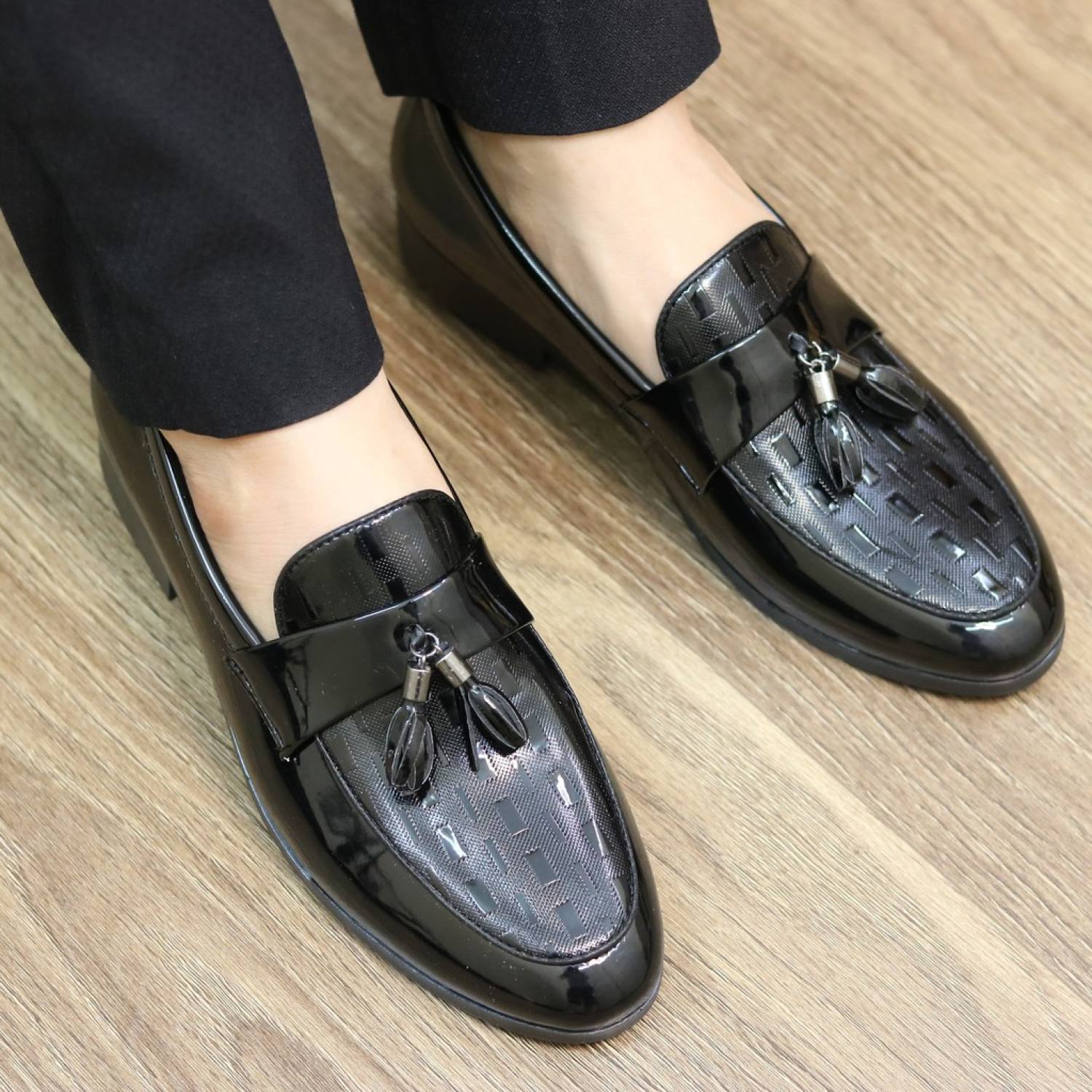 Giày Da Nam,giày lười nam,giày nam đẹp da bóng mã L186