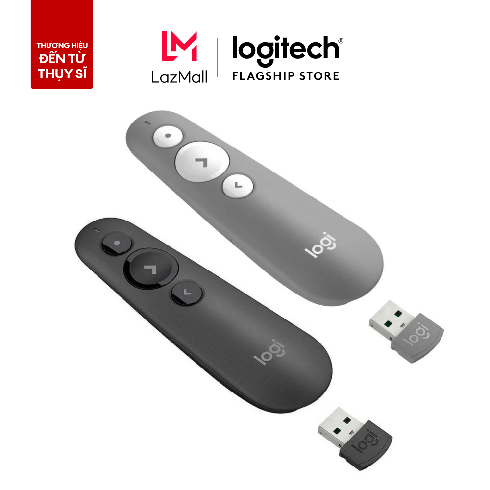 Bút trình chiếu Logitech R500s - Đèn laze đỏ Các nút bấm lập trình được Bluetooth & kết nối không dây 2.4Ghz Phạm vi 20m Laze loại 2 USB dongle