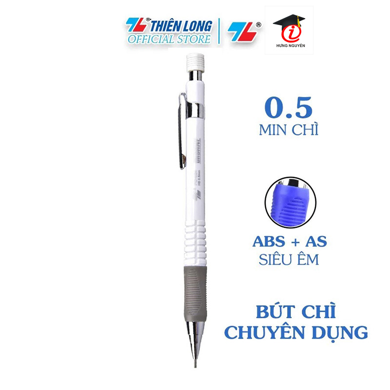 Bút chì bấm 0.5mm HB PC-024 Thiên Long - Bút chì kim vỏ trắng